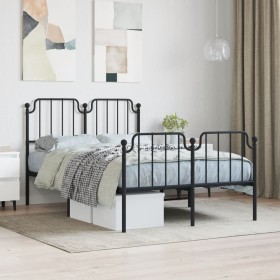 Bed frame with headboard and black metal footboard 120x200cm by , Beds and slatted bases - Ref: Foro24-373903, Price: 100,99 ...