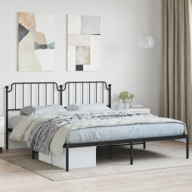 Bed frame with black metal headboard 160x200 cm by , Beds and slatted bases - Ref: Foro24-373890, Price: 102,61 €, Discount: %