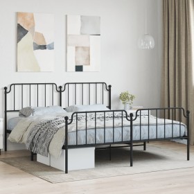 Black metal headboard and footboard bed frame 160x200 cm by , Beds and slatted bases - Ref: Foro24-373908, Price: 109,17 €, D...