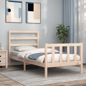 Bed frame with solid wood headboard 100x200 cm by , Beds and slatted bases - Ref: Foro24-3191896, Price: 104,99 €, Discount: %