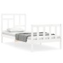 Estructura de cama individual con cabecero madera maciza blanco de , Camas y somieres - Ref: Foro24-3193102, Precio: 109,41 €...