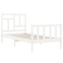 Estructura de cama individual con cabecero madera maciza blanco de , Camas y somieres - Ref: Foro24-3193102, Precio: 109,41 €...