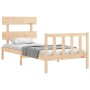 Single bed frame with solid wood headboard by , Beds and slatted bases - Ref: Foro24-3193231, Price: 90,10 €, Discount: %