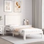 White solid wood bed frame with headboard by , Beds and slatted bases - Ref: Foro24-3193627, Price: 113,34 €, Discount: %