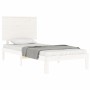 White solid wood bed frame with headboard by , Beds and slatted bases - Ref: Foro24-3193627, Price: 113,34 €, Discount: %