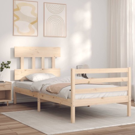 Estructura de cama individual con cabecero madera maciza de , Camas y somieres - Ref: Foro24-3195116, Precio: 88,99 €, Descue...