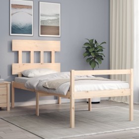 Bed for seniors with solid wood headboard by , Beds and slatted bases - Ref: Foro24-3195381, Price: 111,49 €, Discount: %