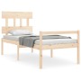 Bed for seniors with solid wood headboard by , Beds and slatted bases - Ref: Foro24-3195381, Price: 118,94 €, Discount: %