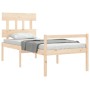 Bed for seniors with solid wood headboard by , Beds and slatted bases - Ref: Foro24-3195381, Price: 118,94 €, Discount: %