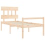 Bed for seniors with solid wood headboard by , Beds and slatted bases - Ref: Foro24-3195381, Price: 118,94 €, Discount: %