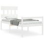 Cama personas mayores cabecero madera maciza blanco 100x200 cm de , Camas y somieres - Ref: Foro24-3195407, Precio: 126,22 €,...