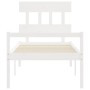 Cama personas mayores cabecero madera maciza blanco 100x200 cm de , Camas y somieres - Ref: Foro24-3195407, Precio: 126,22 €,...