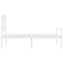 Cama personas mayores cabecero madera maciza blanco 100x200 cm de , Camas y somieres - Ref: Foro24-3195407, Precio: 126,22 €,...