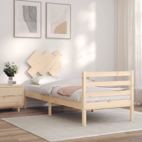 Single bed frame with solid wood headboard by , Beds and slatted bases - Ref: Foro24-3195246, Price: 86,99 €, Discount: %