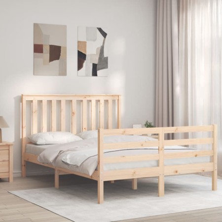 Estructura de cama de matrimonio con cabecero madera maciza de , Camas y somieres - Ref: Foro24-3194221, Precio: 135,99 €, De...