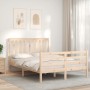 Double bed frame with solid wood headboard by , Beds and slatted bases - Ref: Foro24-3194221, Price: 135,99 €, Discount: %