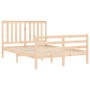 Double bed frame with solid wood headboard by , Beds and slatted bases - Ref: Foro24-3194221, Price: 135,99 €, Discount: %