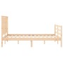 Estructura de cama de matrimonio con cabecero madera maciza de , Camas y somieres - Ref: Foro24-3194221, Precio: 135,99 €, De...