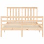 Double bed frame with solid wood headboard by , Beds and slatted bases - Ref: Foro24-3194221, Price: 135,99 €, Discount: %