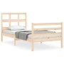 Single bed frame with solid wood headboard by , Beds and slatted bases - Ref: Foro24-3194791, Price: 96,99 €, Discount: %