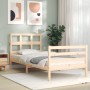 Single bed frame with solid wood headboard by , Beds and slatted bases - Ref: Foro24-3194791, Price: 96,99 €, Discount: %