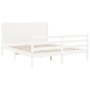 Estructura de cama matrimonio con cabecero madera maciza blanco de , Camas y somieres - Ref: Foro24-3194642, Precio: 191,99 €...