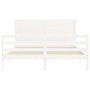 Estructura de cama matrimonio con cabecero madera maciza blanco de , Camas y somieres - Ref: Foro24-3194642, Precio: 191,99 €...