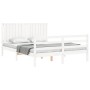 Double bed frame with white solid wood headboard by , Beds and slatted bases - Ref: Foro24-3194772, Price: 173,99 €, Discount: %