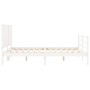 Double bed frame with white solid wood headboard by , Beds and slatted bases - Ref: Foro24-3194772, Price: 173,99 €, Discount: %