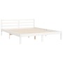 Double bed frame with white solid wood headboard by , Beds and slatted bases - Ref: Foro24-3194772, Price: 173,99 €, Discount: %