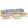 7-piece garden furniture set with gray pine wood cushions by , Garden sets - Ref: Foro24-3097084, Price: 481,43 €, Discount: %