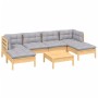 7-piece garden furniture set with gray pine wood cushions by , Garden sets - Ref: Foro24-3097084, Price: 481,43 €, Discount: %