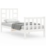 Single bed frame with white solid wood headboard by , Beds and slatted bases - Ref: Foro24-3191932, Price: 107,00 €, Discount: %