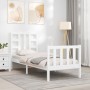 Single bed frame with white solid wood headboard by , Beds and slatted bases - Ref: Foro24-3191932, Price: 107,00 €, Discount: %