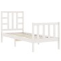 Single bed frame with white solid wood headboard by , Beds and slatted bases - Ref: Foro24-3191932, Price: 107,00 €, Discount: %