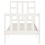 Single bed frame with white solid wood headboard by , Beds and slatted bases - Ref: Foro24-3191932, Price: 107,00 €, Discount: %