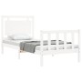 Estructura de cama individual con cabecero madera maciza blanco de , Camas y somieres - Ref: Foro24-3192127, Precio: 124,25 €...