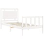 Estructura de cama individual con cabecero madera maciza blanco de , Camas y somieres - Ref: Foro24-3192127, Precio: 124,25 €...