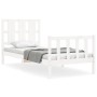 Single bed frame with white solid wood headboard by , Beds and slatted bases - Ref: Foro24-3192192, Price: 112,60 €, Discount: %