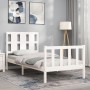 Single bed frame with white solid wood headboard by , Beds and slatted bases - Ref: Foro24-3192192, Price: 112,60 €, Discount: %