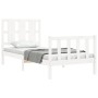 Single bed frame with white solid wood headboard by , Beds and slatted bases - Ref: Foro24-3192192, Price: 112,60 €, Discount: %