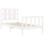 Single bed frame with white solid wood headboard by , Beds and slatted bases - Ref: Foro24-3192192, Price: 112,60 €, Discount: %