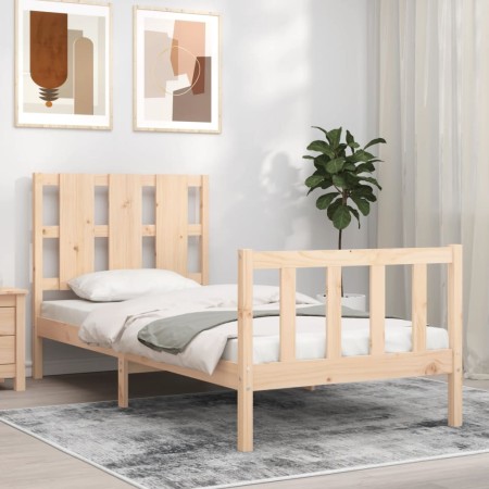 Estructura de cama con cabecero madera maciza 100x200 cm de , Camas y somieres - Ref: Foro24-3192221, Precio: 128,49 €, Descu...