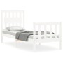 Single bed frame with white solid wood headboard by , Beds and slatted bases - Ref: Foro24-3192387, Price: 112,99 €, Discount: %