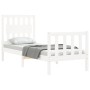 Single bed frame with white solid wood headboard by , Beds and slatted bases - Ref: Foro24-3192387, Price: 112,99 €, Discount: %