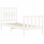 Single bed frame with white solid wood headboard by , Beds and slatted bases - Ref: Foro24-3192387, Price: 112,99 €, Discount: %