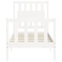 Single bed frame with white solid wood headboard by , Beds and slatted bases - Ref: Foro24-3192387, Price: 112,99 €, Discount: %