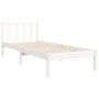 Single bed frame with white solid wood headboard by , Beds and slatted bases - Ref: Foro24-3192387, Price: 112,99 €, Discount: %