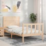 Single bed frame with solid wood headboard by , Beds and slatted bases - Ref: Foro24-3192711, Price: 117,77 €, Discount: %