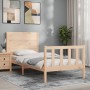 Single bed frame with solid wood headboard by , Beds and slatted bases - Ref: Foro24-3192711, Price: 117,77 €, Discount: %